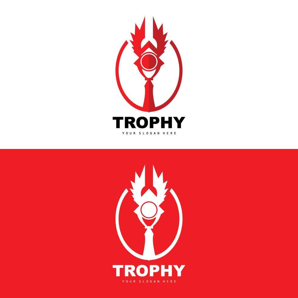 Championship Trophy Logo, Champion Award Winner Trophy Design, Vector Icon Template
