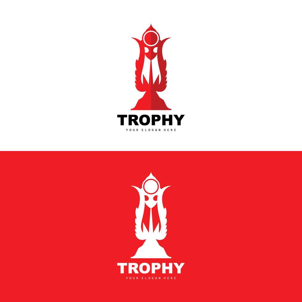 Championship Trophy Logo, Champion Award Winner Trophy Design, Vector Icon Template