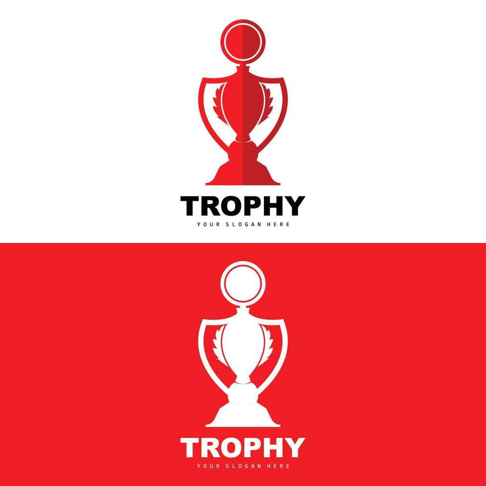 Championship Trophy Logo, Champion Award Winner Trophy Design, Vector Icon Template