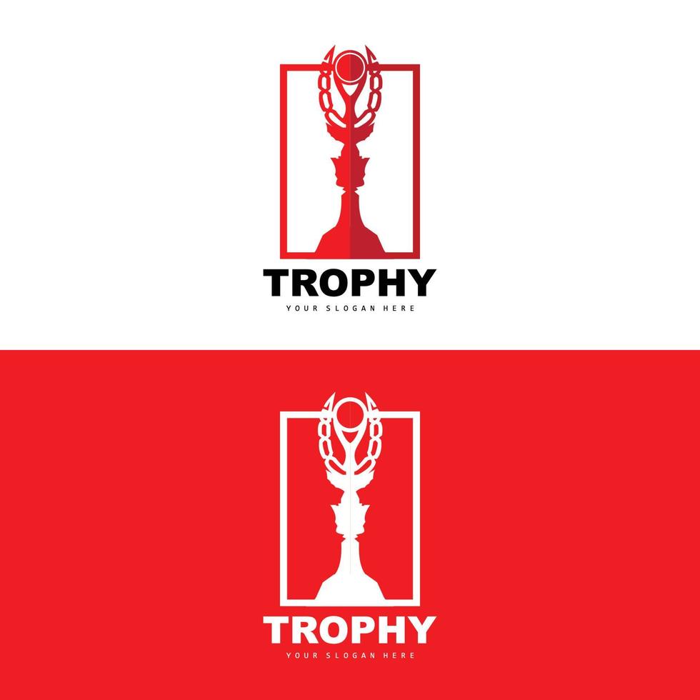 Championship Trophy Logo, Champion Award Winner Trophy Design, Vector Icon Template