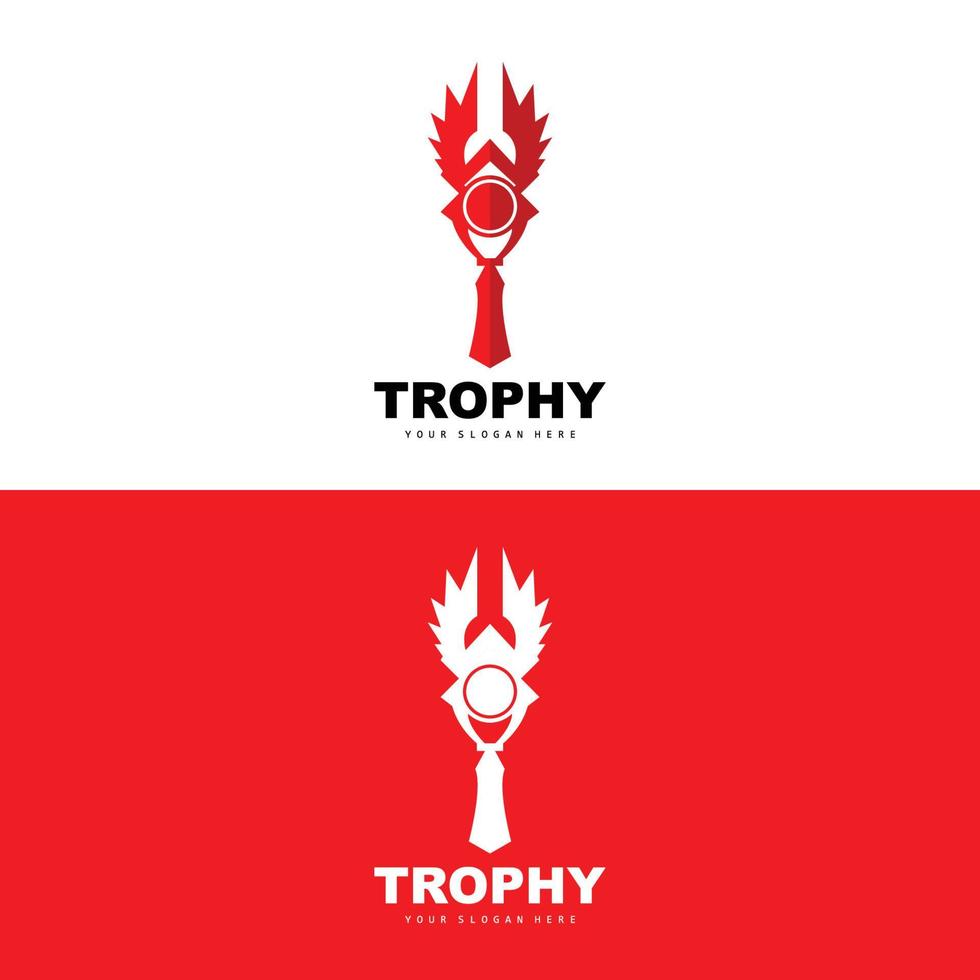 Championship Trophy Logo, Champion Award Winner Trophy Design, Vector Icon Template