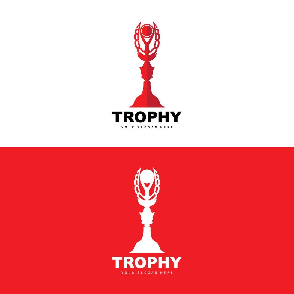 Championship Trophy Logo, Champion Award Winner Trophy Design, Vector Icon Template