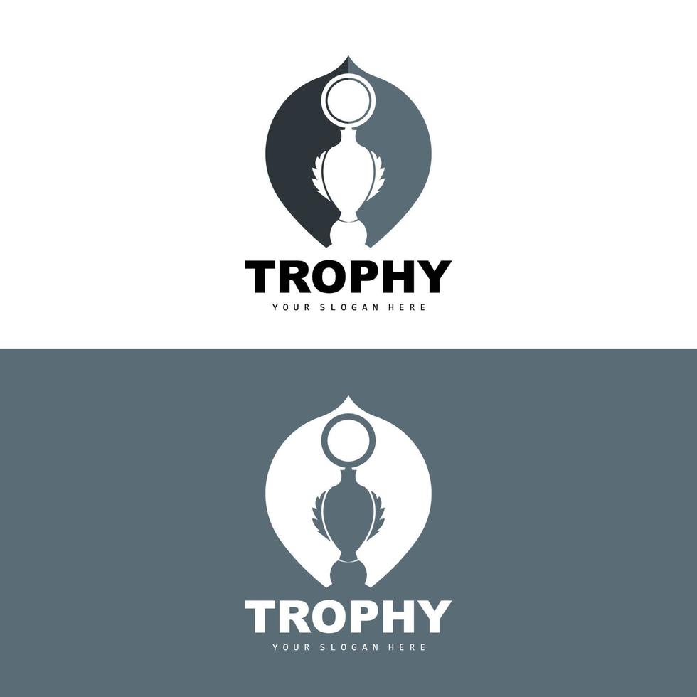 Championship Trophy Logo, Champion Award Winner Trophy Design, Vector Icon Template