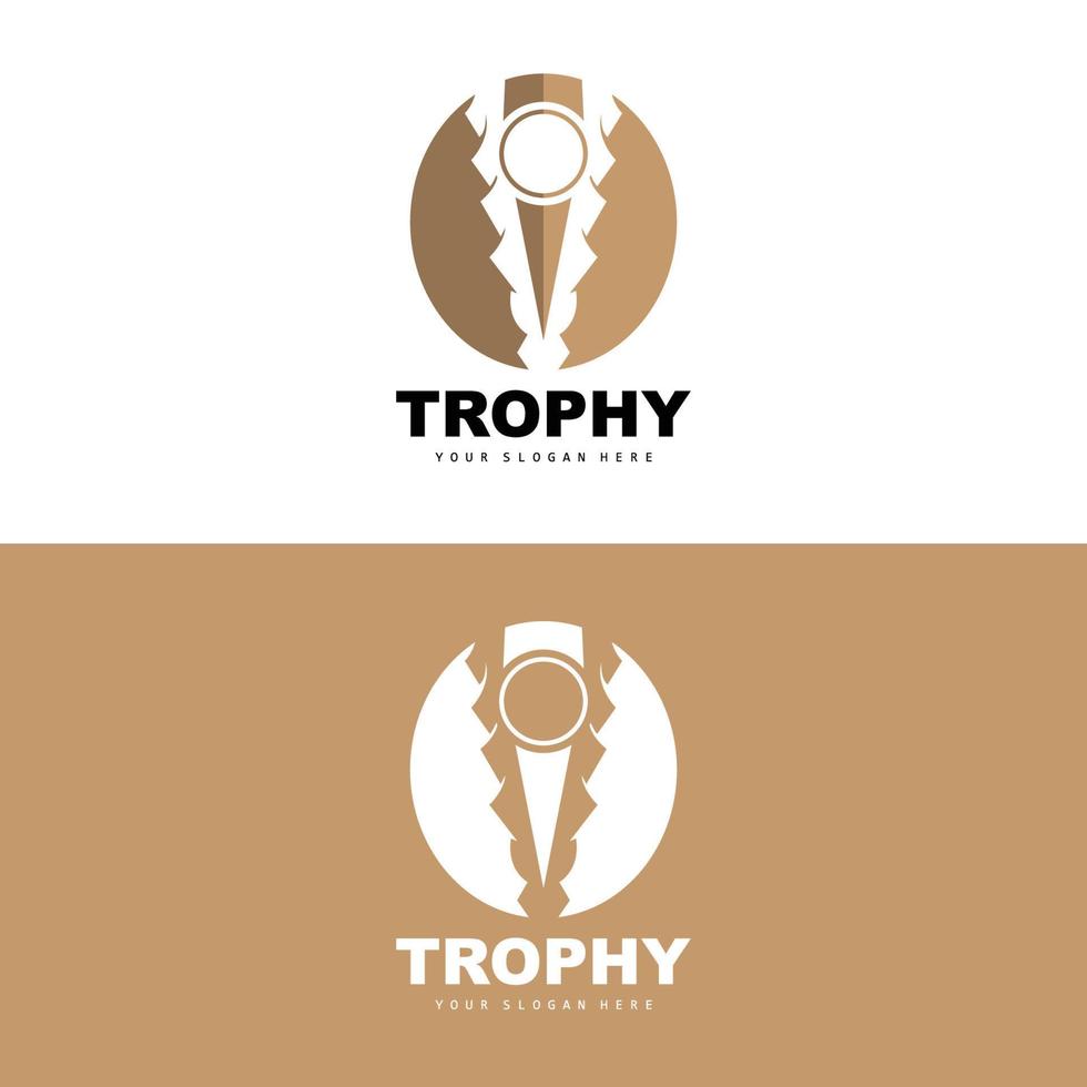 Championship Trophy Logo, Champion Award Winner Trophy Design, Vector Icon Template