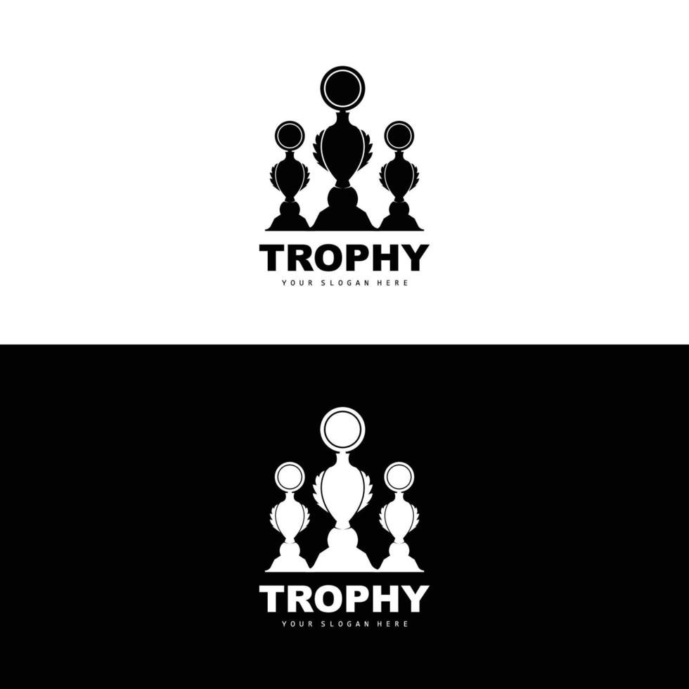 Championship Trophy Logo, Champion Award Winner Trophy Design, Vector Icon Template