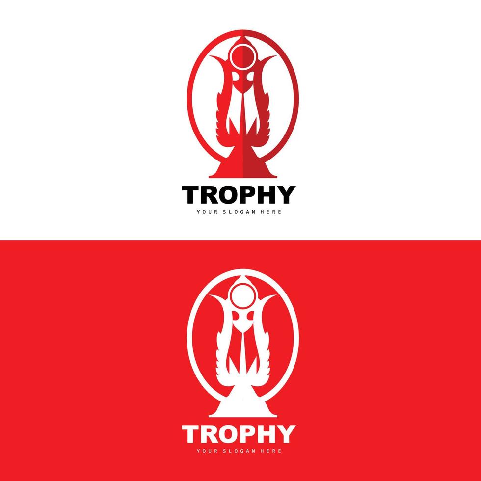 Championship Trophy Logo, Champion Award Winner Trophy Design, Vector Icon Template