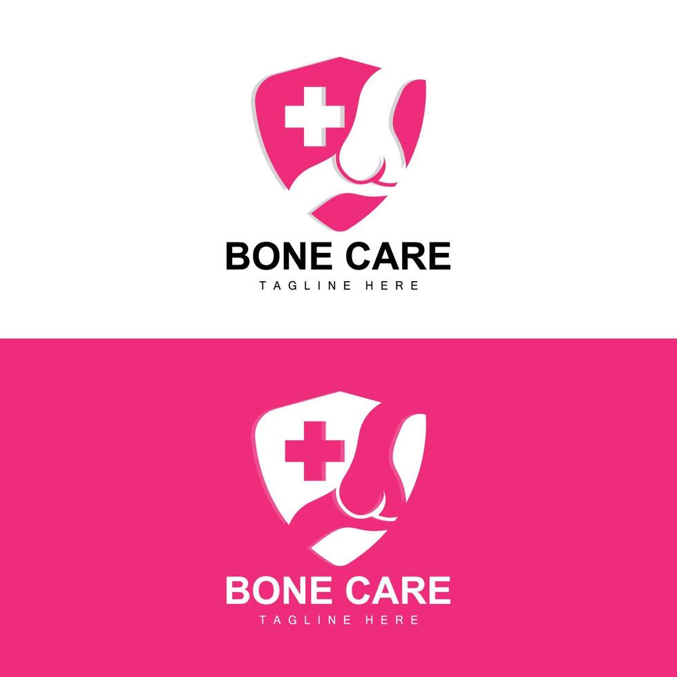 diseño de logotipo óseo, ilustración de partes del cuerpo de salud médica vector