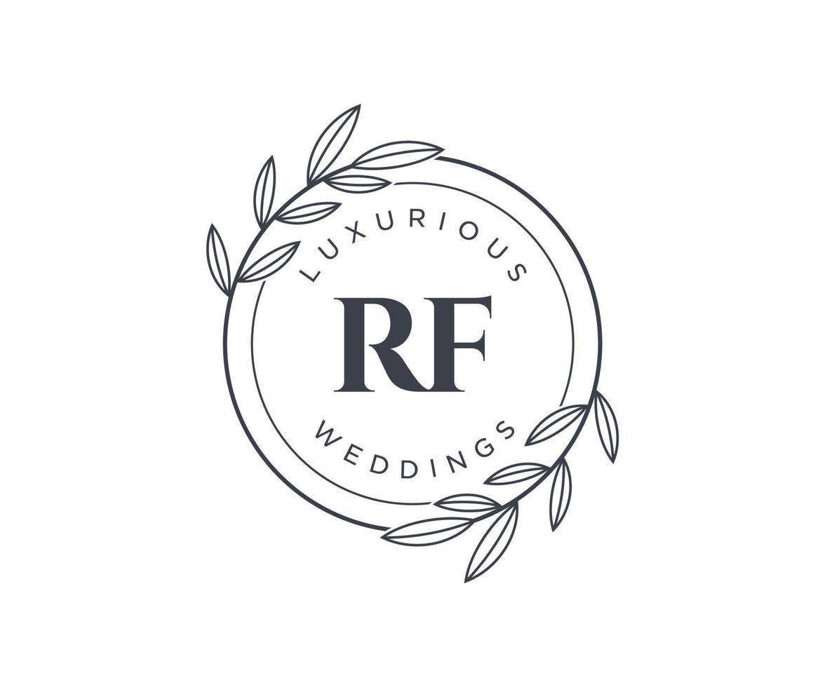 RF Initials letter Wedding monogram logos template, hand drawn modern minimalistic and floral templates for Invitation cards, Save the Date, elegant identity. vector