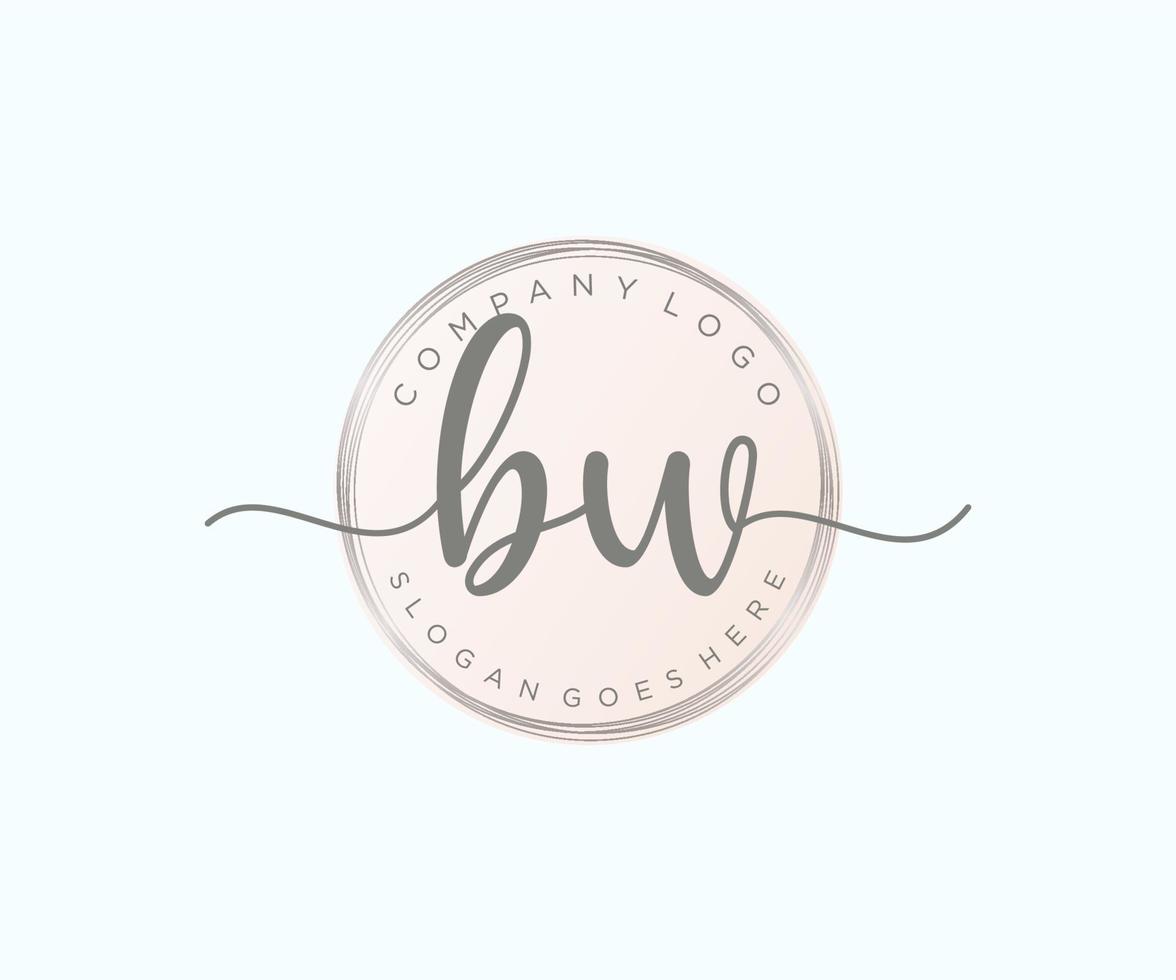 Initial BW feminine logo. Usable for Nature, Salon, Spa, Cosmetic and Beauty Logos. Flat Vector Logo Design Template Element.