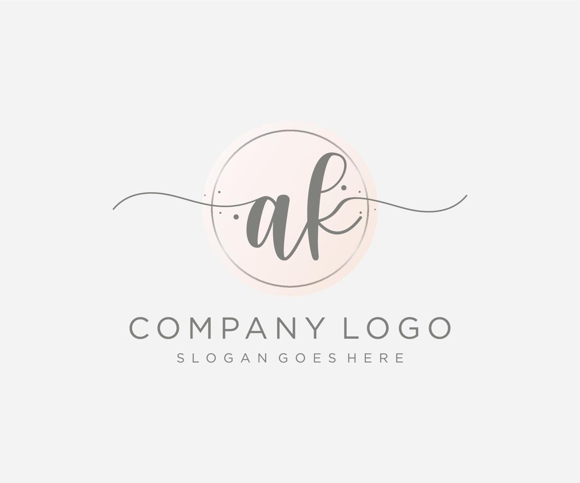 Initial AK feminine logo. Usable for Nature, Salon, Spa, Cosmetic and Beauty Logos. Flat Vector Logo Design Template Element.