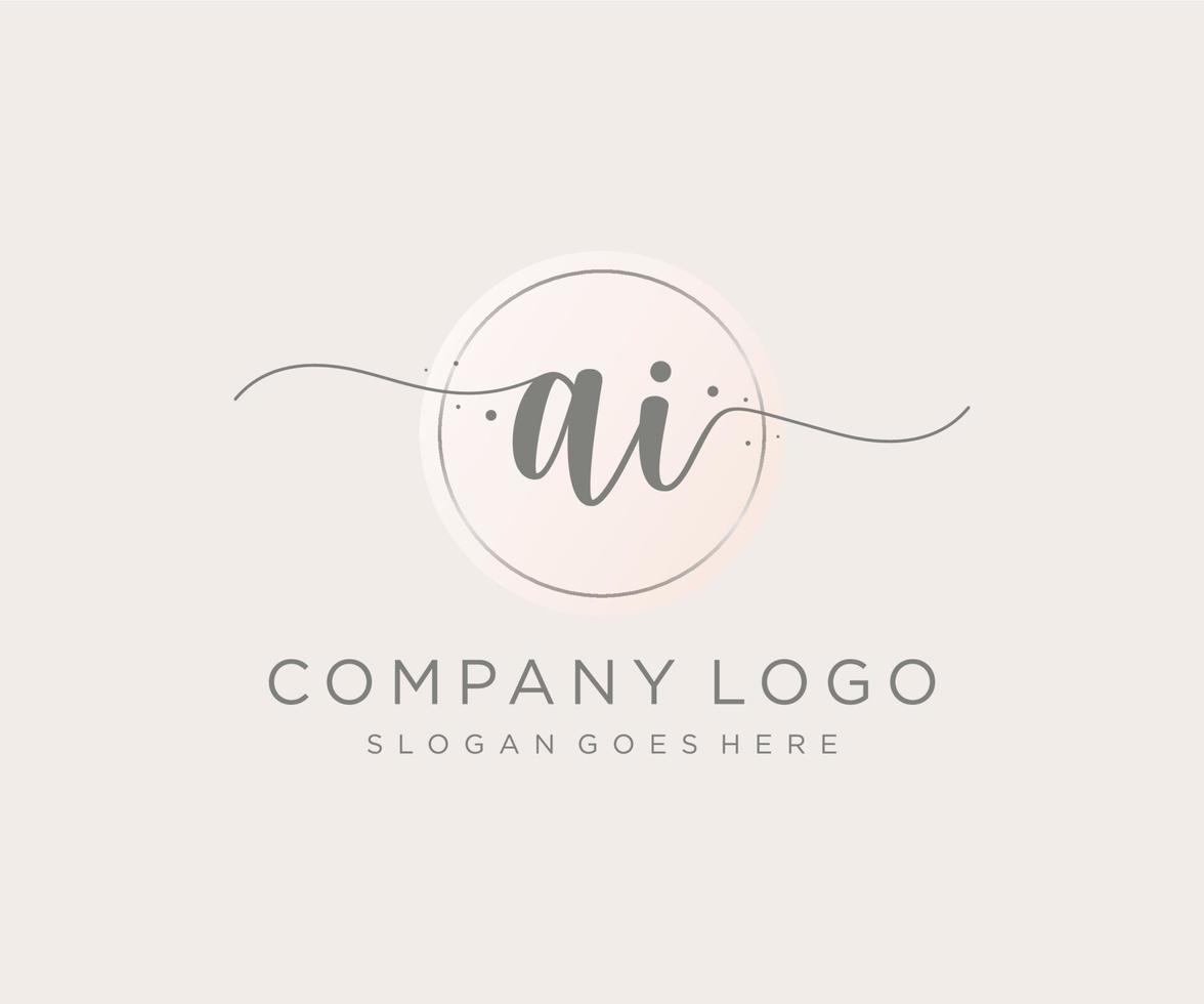 Initial AI feminine logo. Usable for Nature, Salon, Spa, Cosmetic and Beauty Logos. Flat Vector Logo Design Template Element.