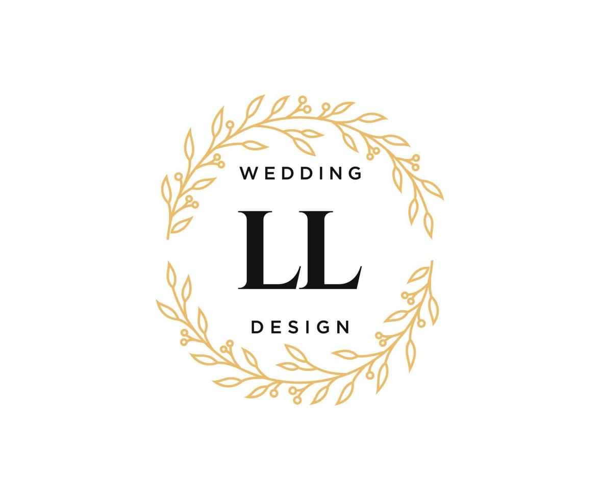 LL Initials letter Wedding monogram logos collection, hand drawn modern minimalistic and floral templates for Invitation cards, Save the Date, elegant identity for restaurant, boutique, cafe in vector