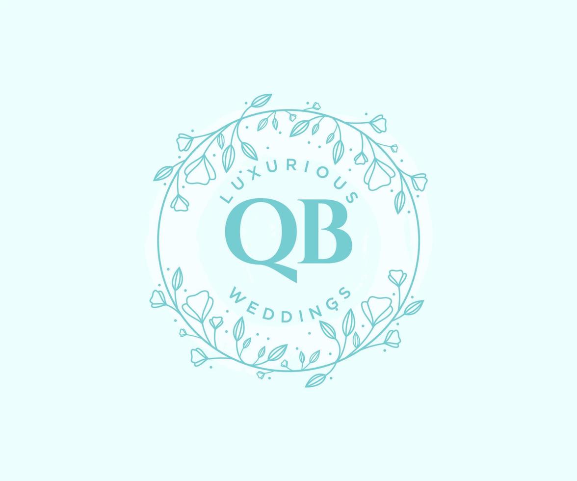QB Initials letter Wedding monogram logos template, hand drawn modern minimalistic and floral templates for Invitation cards, Save the Date, elegant identity. vector