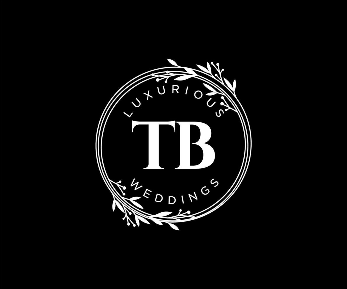 TB Initials letter Wedding monogram logos template, hand drawn modern minimalistic and floral templates for Invitation cards, Save the Date, elegant identity. vector