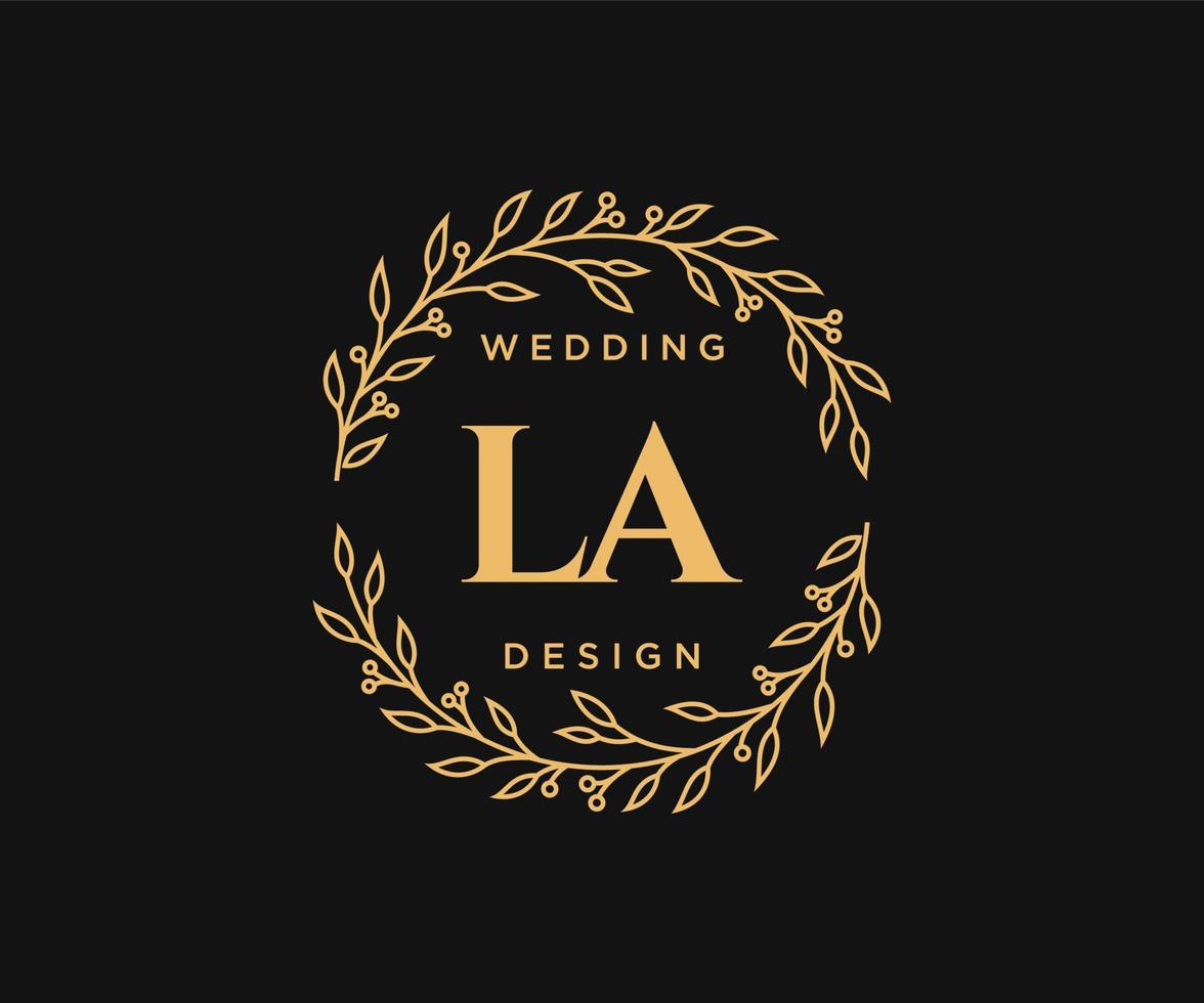 la colección de logotipos de monograma de boda con letras iniciales, plantillas florales y minimalistas modernas dibujadas a mano para tarjetas de invitación, guardar la fecha, identidad elegante para restaurante, boutique, café en vector