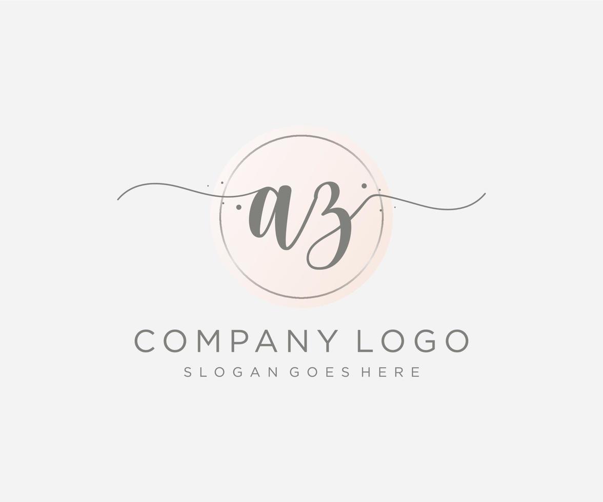 Initial AZ feminine logo. Usable for Nature, Salon, Spa, Cosmetic and Beauty Logos. Flat Vector Logo Design Template Element.