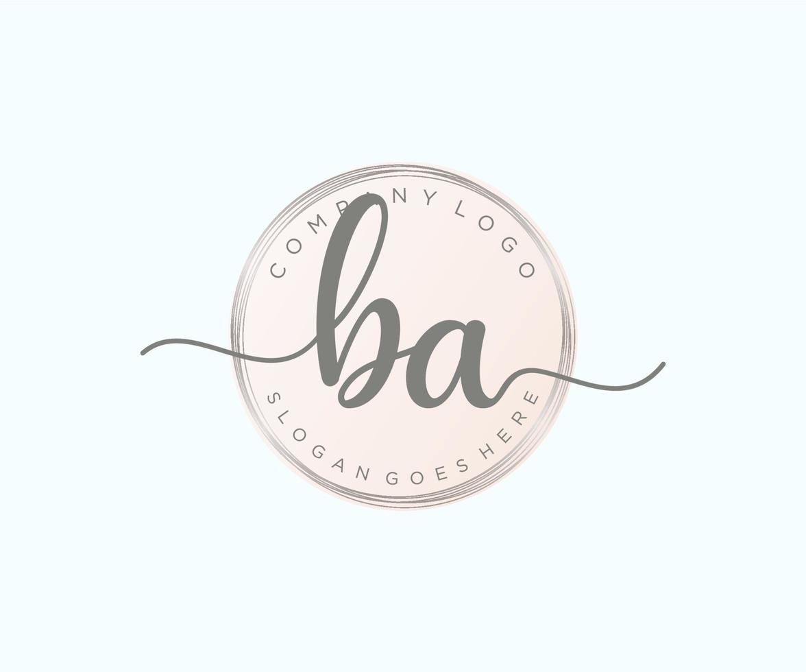 Initial BA feminine logo. Usable for Nature, Salon, Spa, Cosmetic and Beauty Logos. Flat Vector Logo Design Template Element.