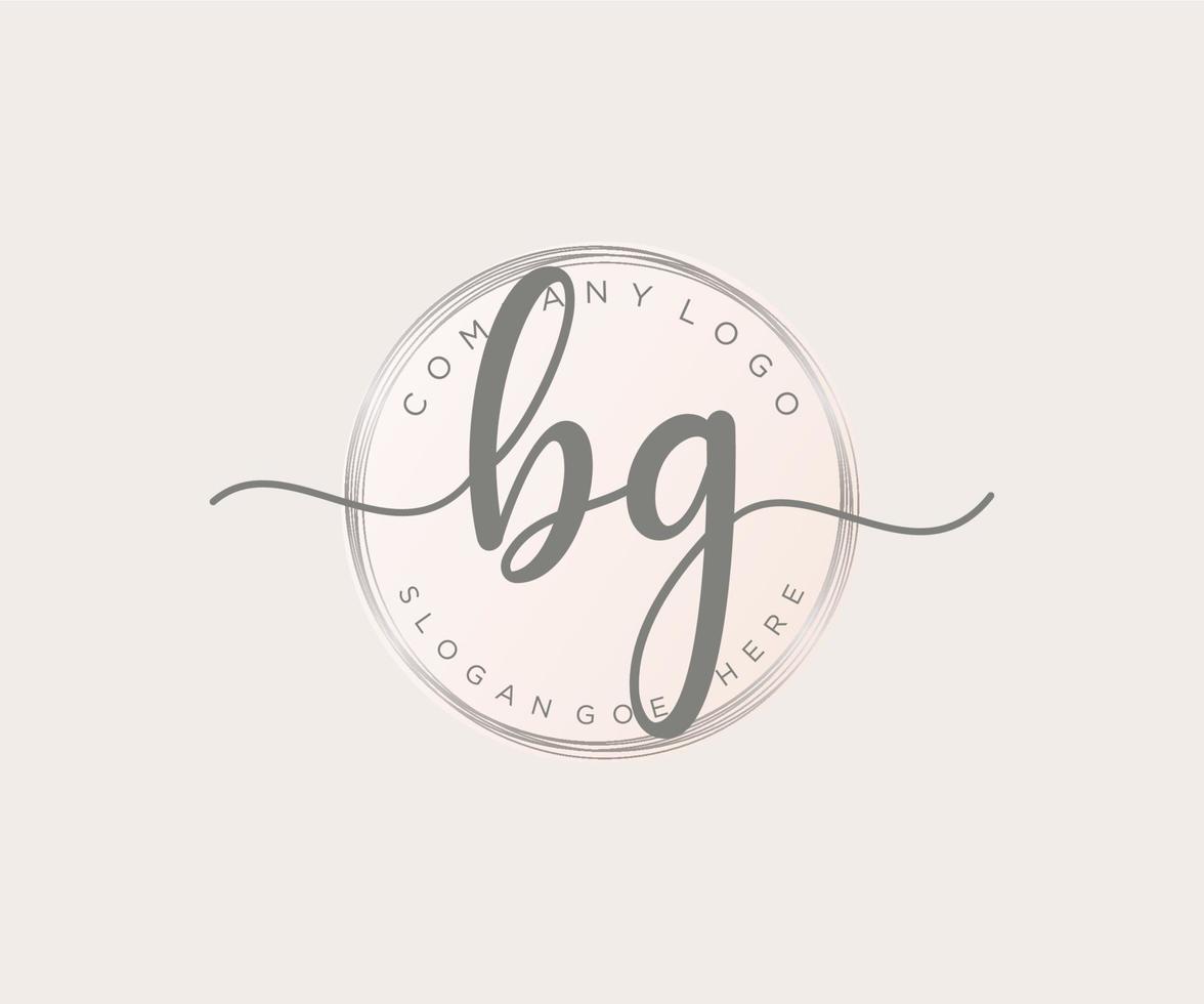 Initial BG feminine logo. Usable for Nature, Salon, Spa, Cosmetic and Beauty Logos. Flat Vector Logo Design Template Element.