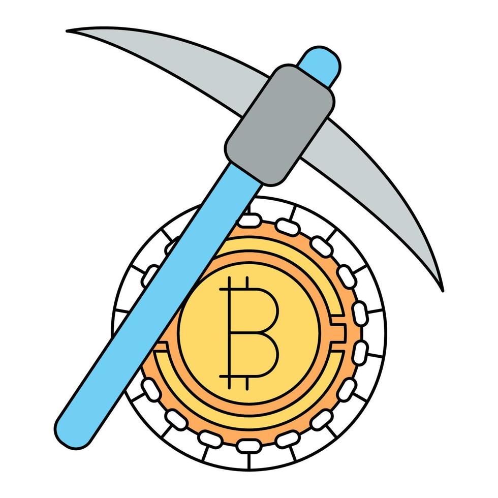 mining bitcoin icon, suitable for a wide range of digital creative projects. vector