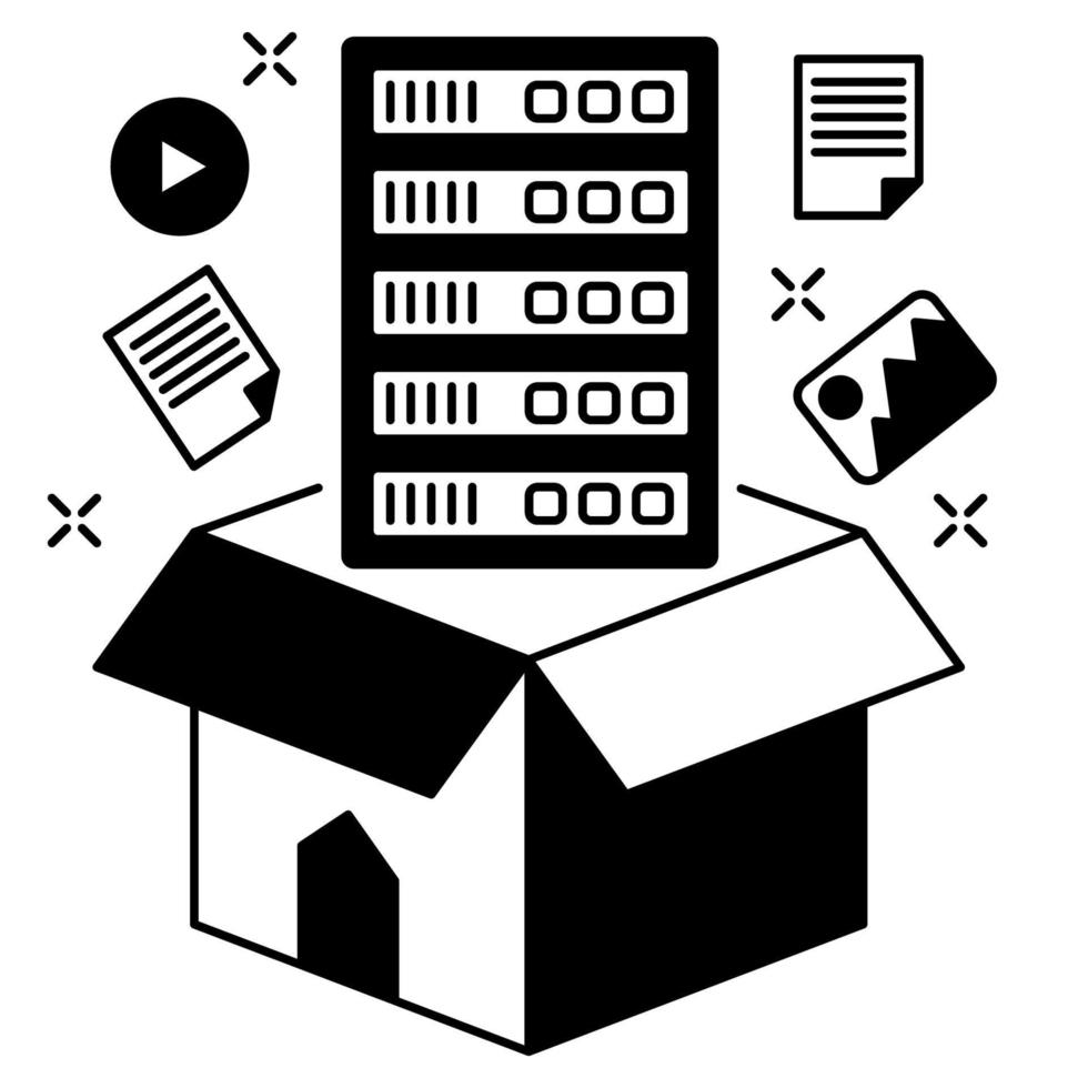 icono de almacenamiento de datos, adecuado para una amplia gama de proyectos creativos digitales. vector