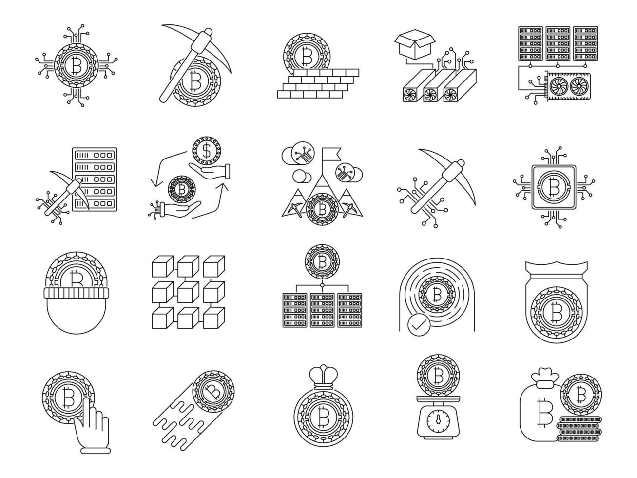 Bitcoin icons, suitable for a wide range of digital creative projects. vector