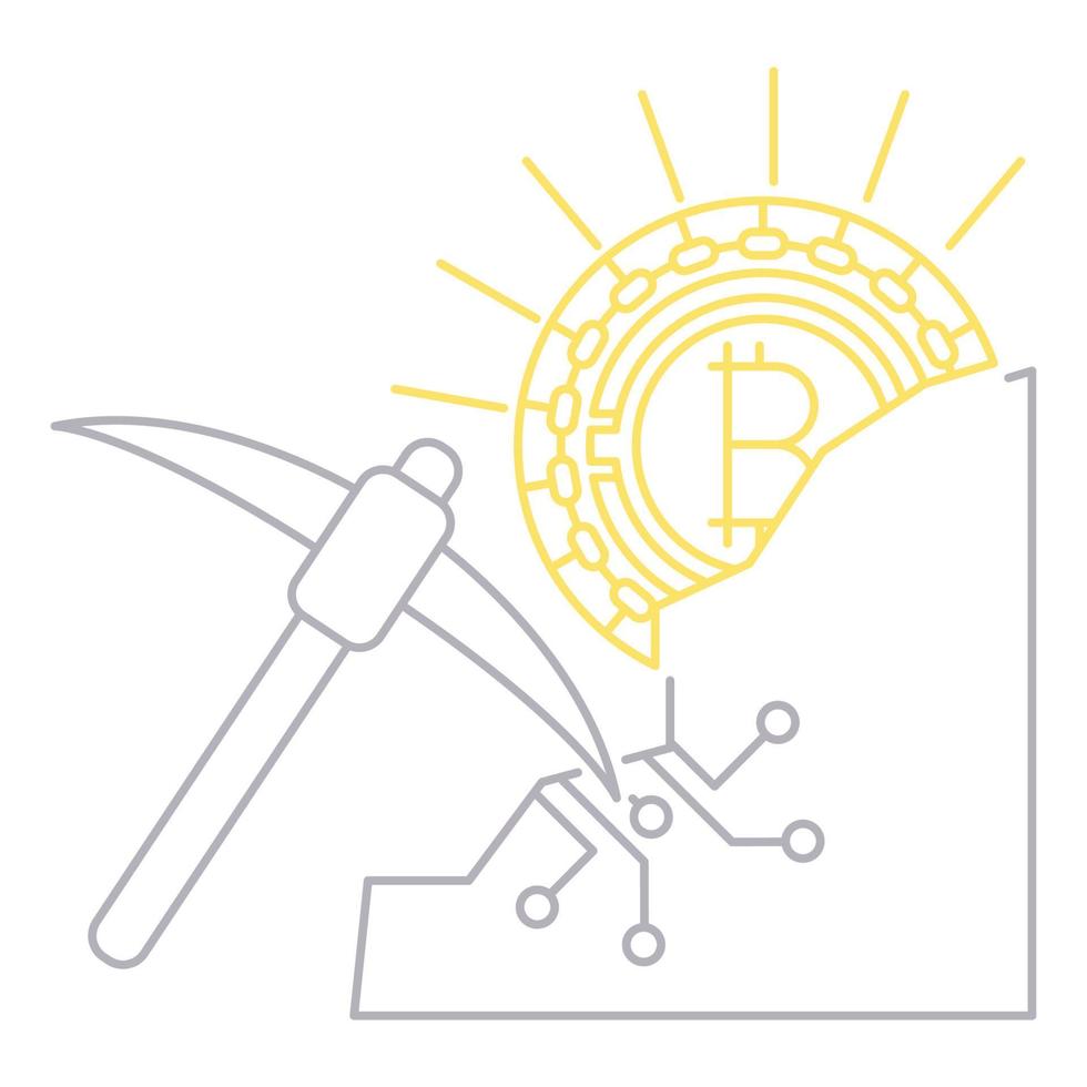 mining bitcoin icon, suitable for a wide range of digital creative projects. vector