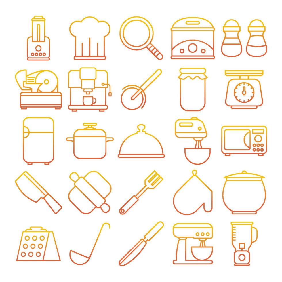 iconos de utensilios de cocina, adecuados para una amplia gama de proyectos creativos digitales. vector