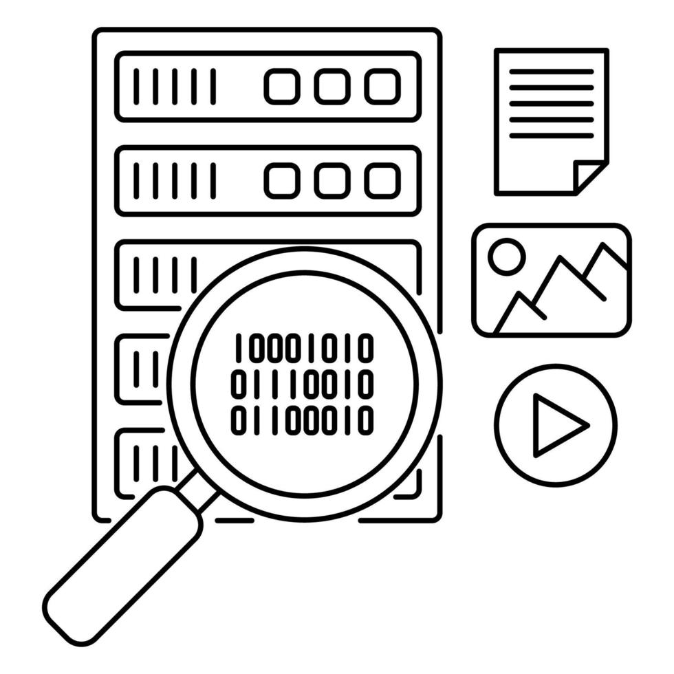 icono de búsqueda de base de datos, adecuado para una amplia gama de proyectos creativos digitales. vector