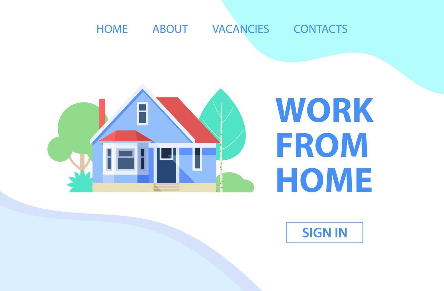Work from home. Landing page. vector