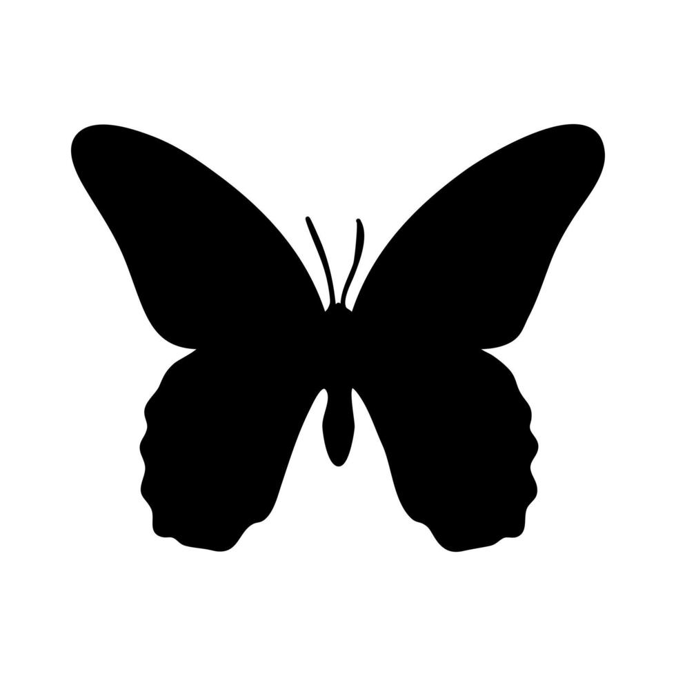 Butterfly in black color on a white background for printing and design. Vector illustration.