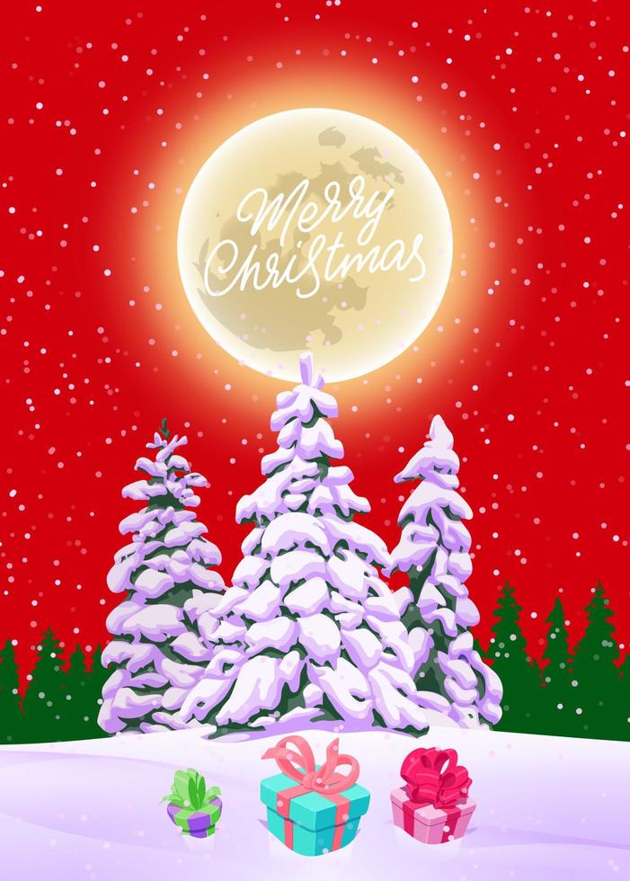 Beautiful Merry Christmas card in cartoon style for printing and design. Vector illustration.