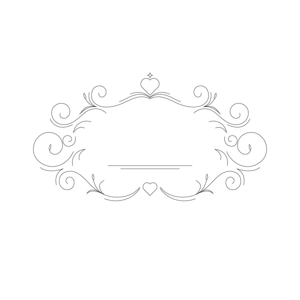 Elegant linear frame, modern monogram template. Mockup for printing wedding cards and invitations. Vector illustration.