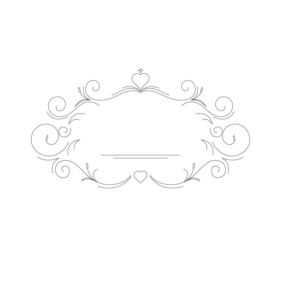 Elegant linear frame, modern monogram template. Mockup for printing wedding cards and invitations. Vector illustration.