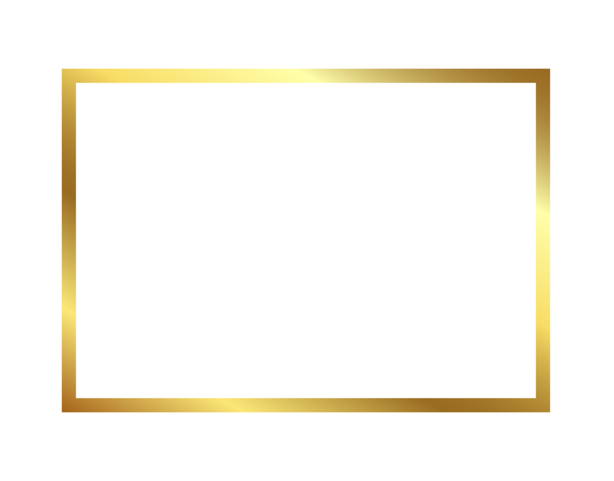 Gold shiny glowing vintage frame with transparent background png