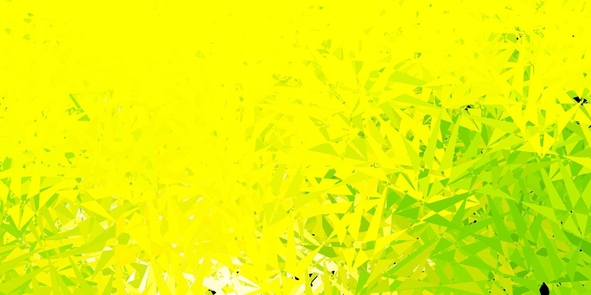 textura de vector verde claro, amarillo con triángulos al azar.