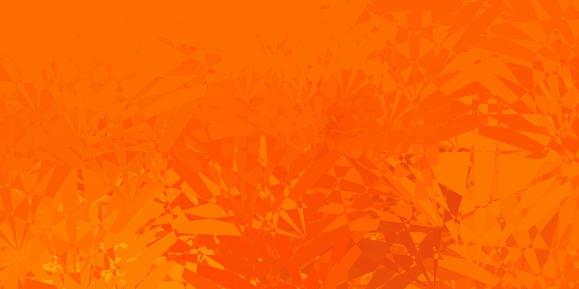 Telón de fondo de vector naranja claro con triángulos, líneas.