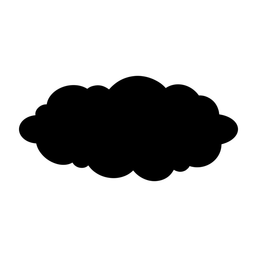 Black silhouette cloud. Design element. Vector illustration isolated on white background. Template for books, stickers, posters, cards, clothes.