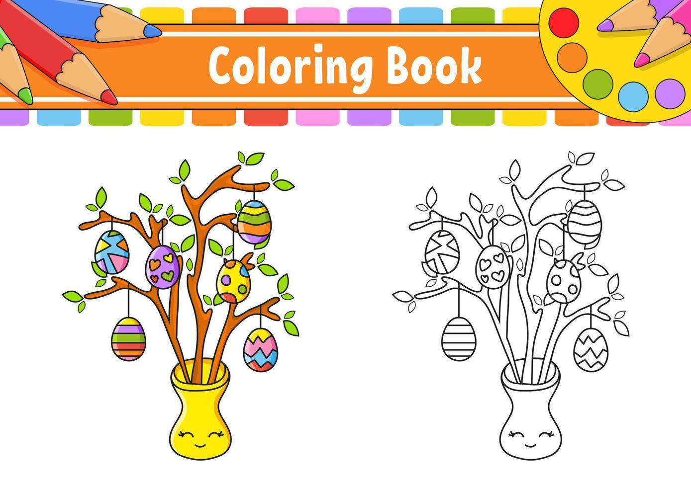 Coloring book for kids. cartoon character. Vector illustration. Black contour silhouette. Easter theme. Isolated on white background.
