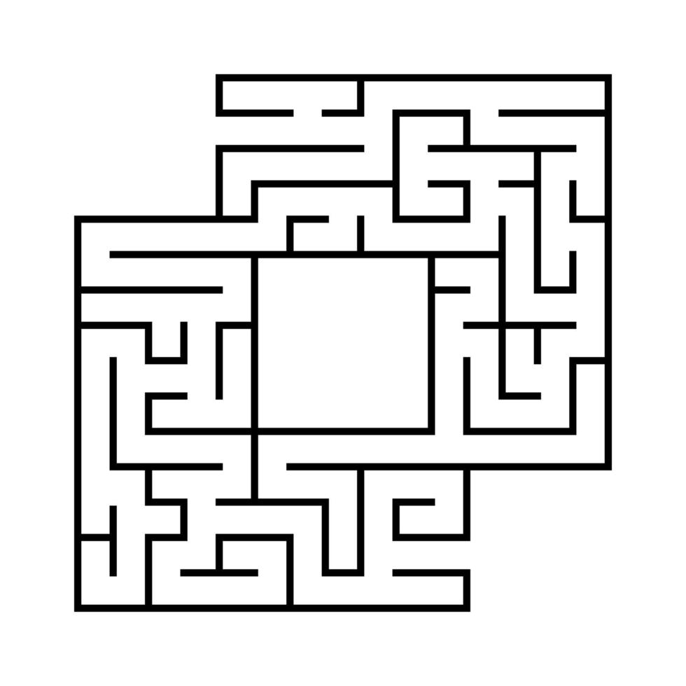 Square maze. Game for kids. Funny labyrinth. Education developing worksheet. Activity page. Puzzle for children. Riddle for preschool. Logical conundrum. Vector illustration.