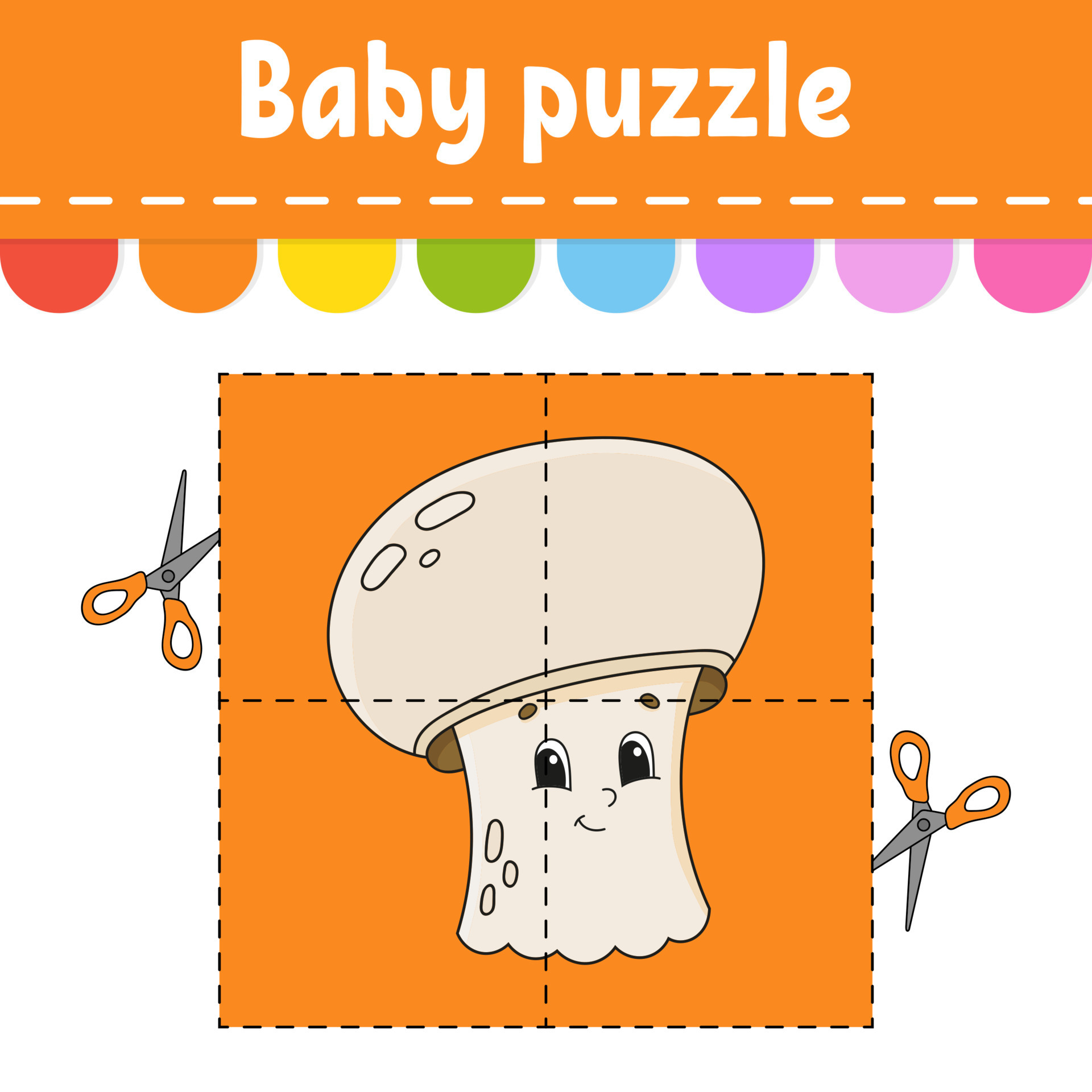 Baby puzzle. Easy level. Flash cards. Cut and play. Color activity