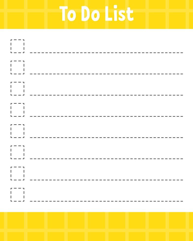 To do list. Printable template. Lined sheet. Handwriting paper. For diary, planner, checklist, wish list. Vector illustration.