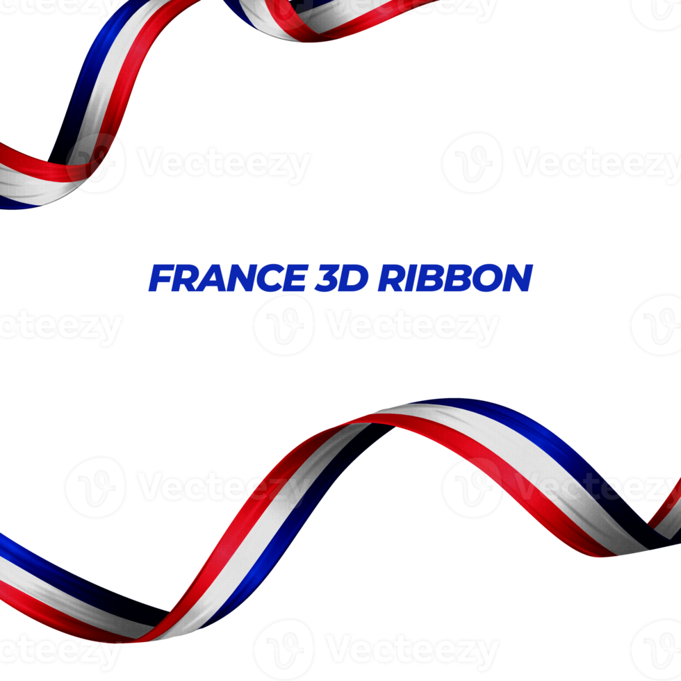 Ribbon with france flag color 3d png