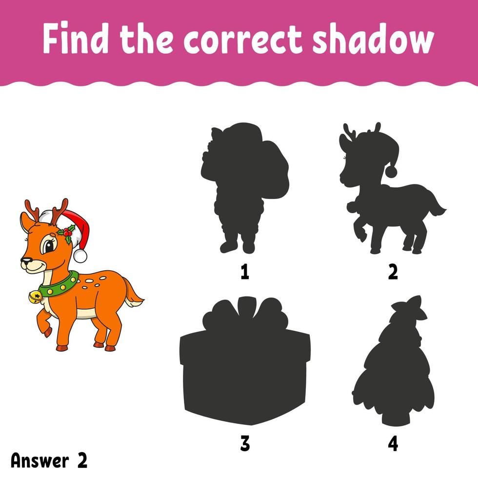 Find the correct shadow. Education developing worksheet. Matching game for kids. Activity page. Puzzle for children. cartoon character. Vector illustration.