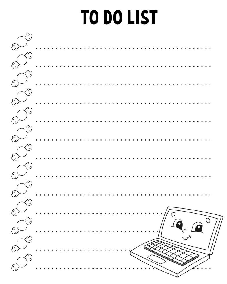 To do list. Printable template. Lined sheet. Handwriting paper. For diary, planner, checklist, wish list. Vector illustration. Back to school theme.