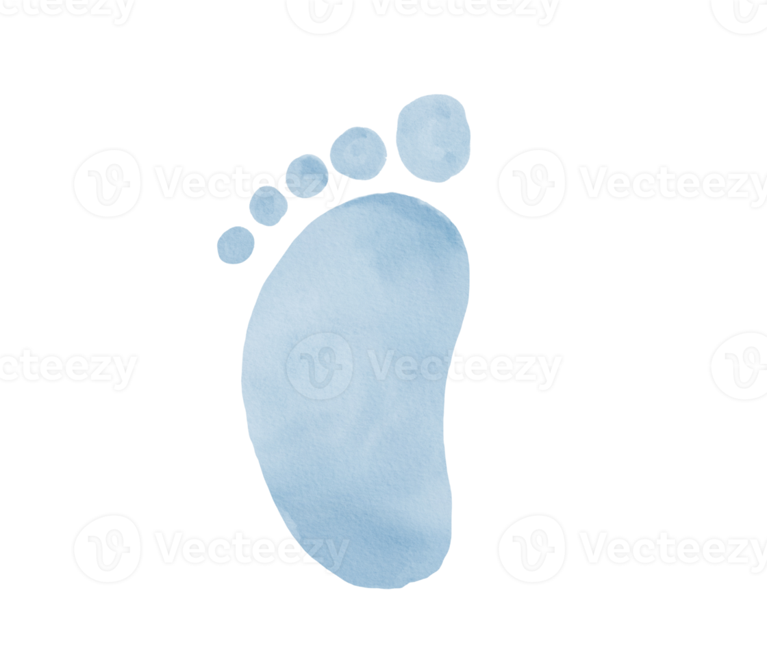 baby footprint blue  watercolor illustration png