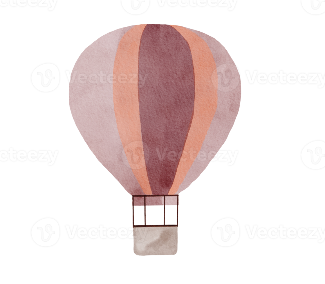 ilustración de globo de aire caliente acuarela rosa png