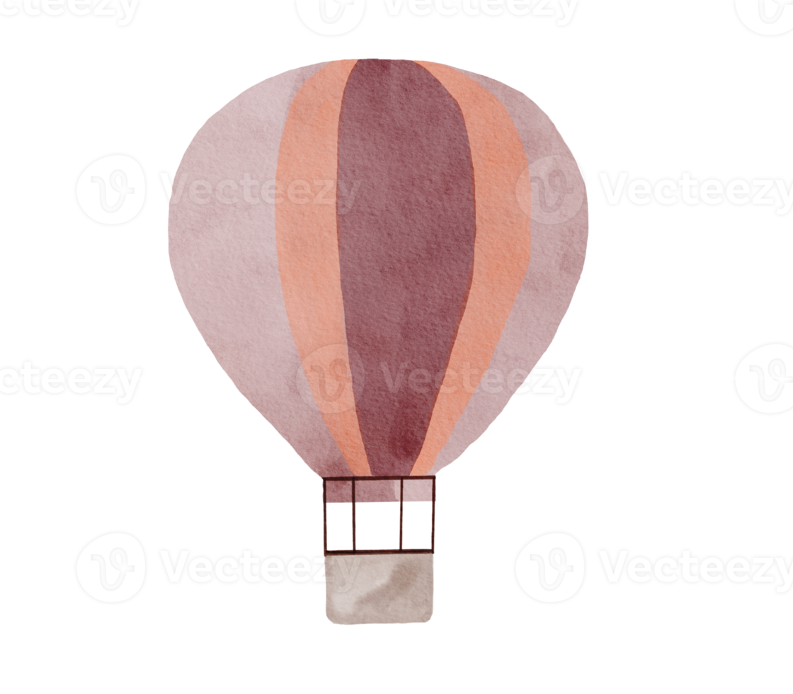 rosa vattenfärg varm luft ballong illustration png