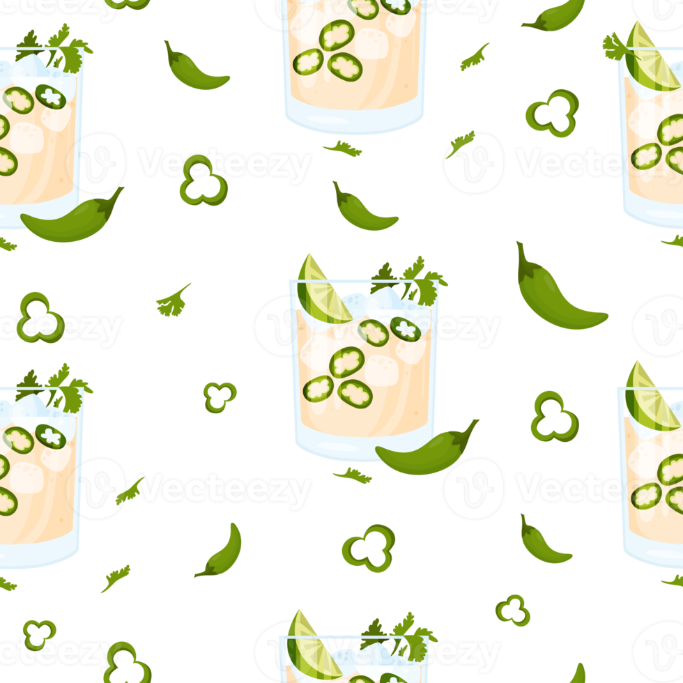 Seamless pattern with Mexican cocktail png