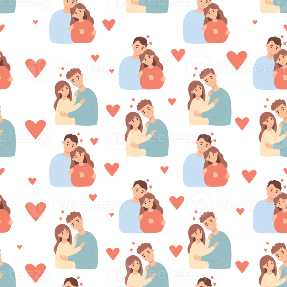 Seamless pattern with with love and people png