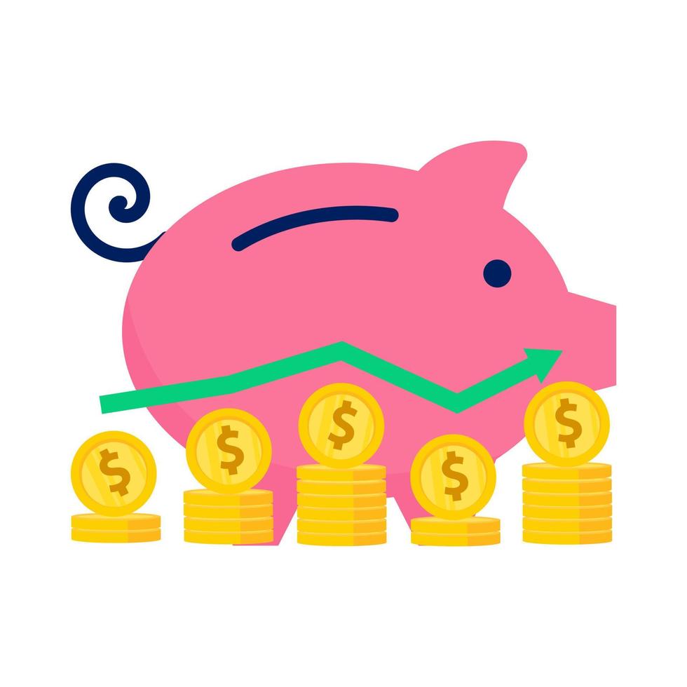 Piggy bank coin investment vector illustration